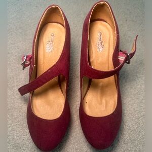 Charlotte Russe Pink Red Mary Jane Wedge Heels